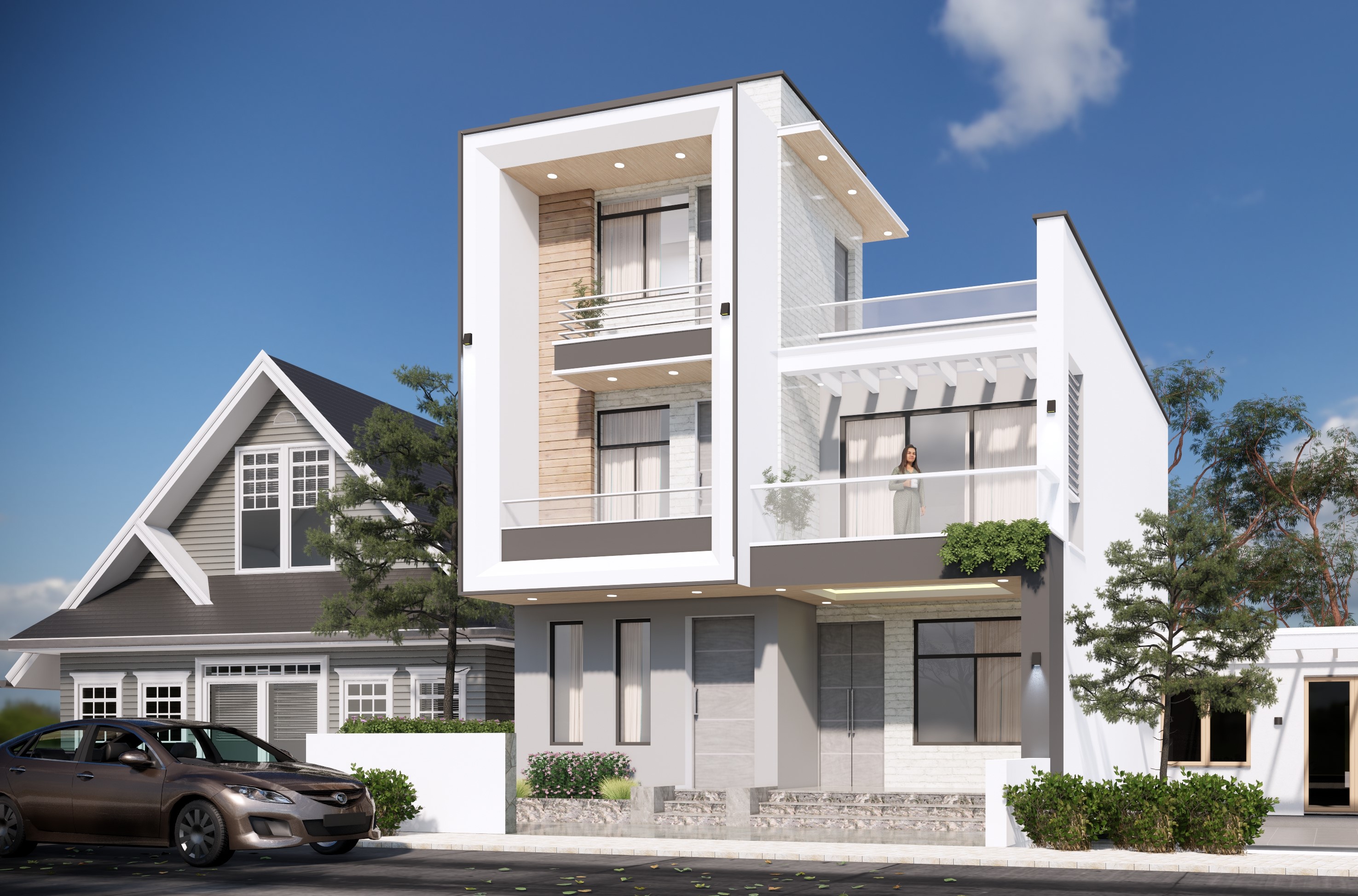 Modern home exterior with balanced daylight and form
